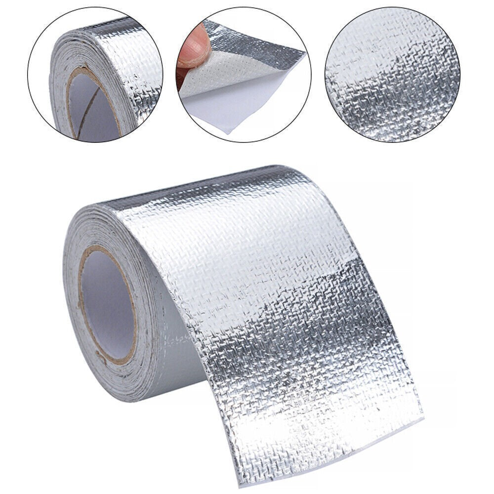 5cm*5m Heat Shield Wrap Tape Auto Exhaust Pipe Adhesive Reflective Aluminum UK