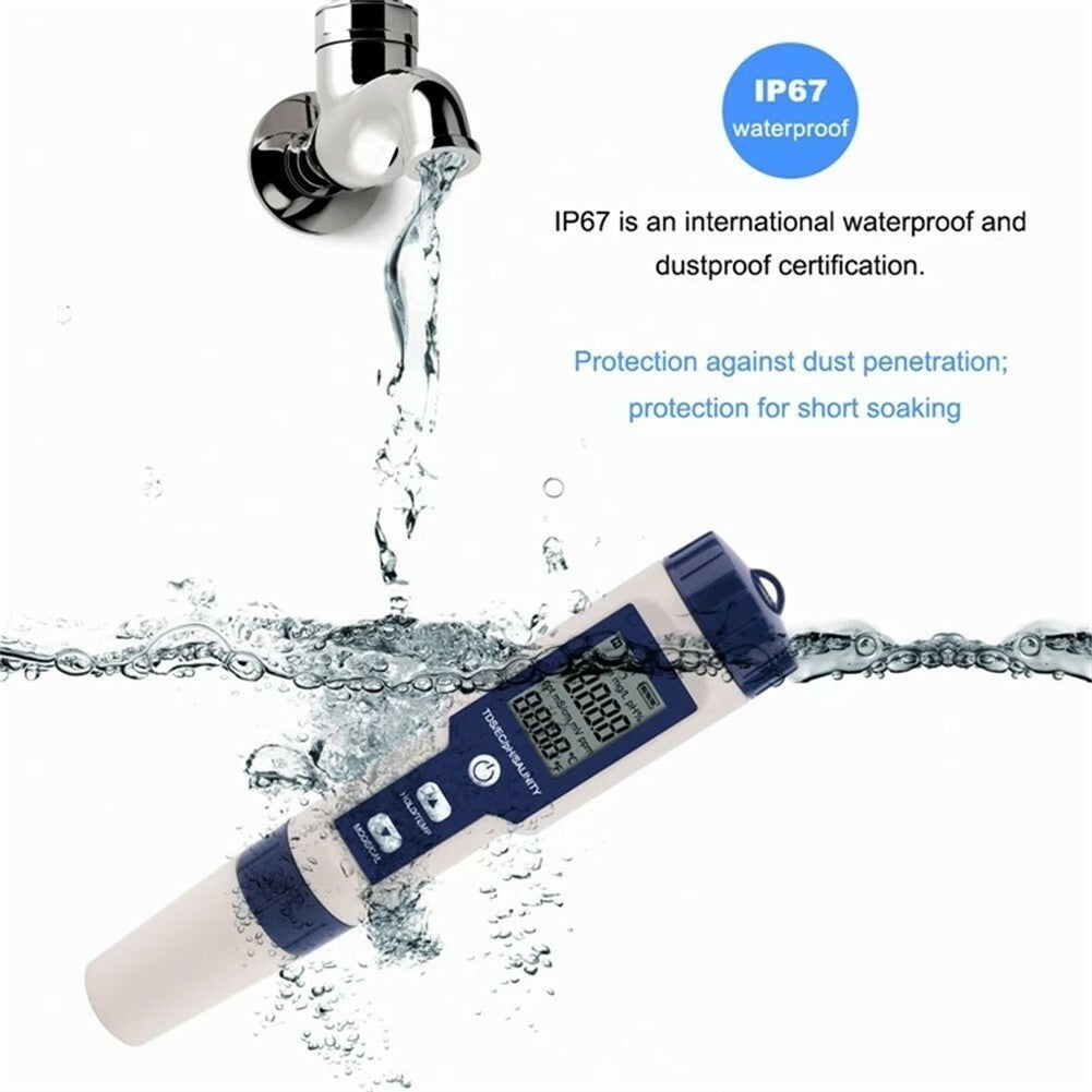 5in1 Water Quality Meter PH/TDS/Temp/EC/Salinity Meter High Accuracy Pen Tester