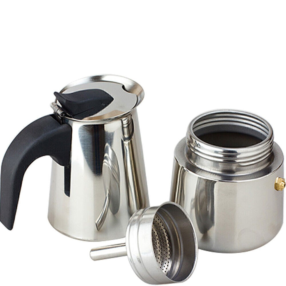 4 Cup Stainless Steel Espresso Maker Cup Stove Top Coffee Percolator Moka Pot