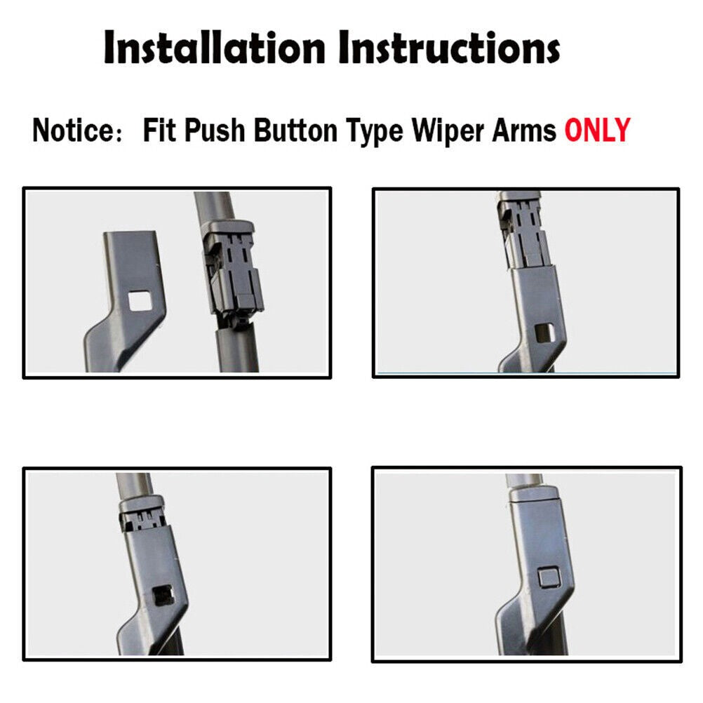 3PCS For Fiat 500 Ford KA Front & Rear Windscreen Wiper Blades 24"/14"/11" Set