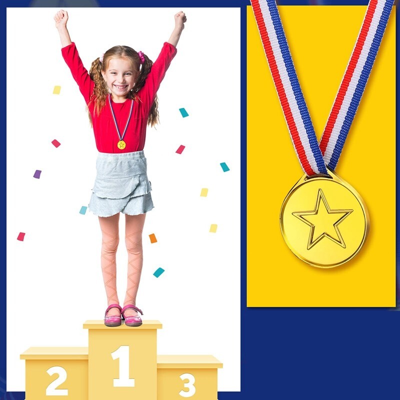 Kids Winner Medal School Sports Day Gold Reward Prize Plastic Party Bag Filler