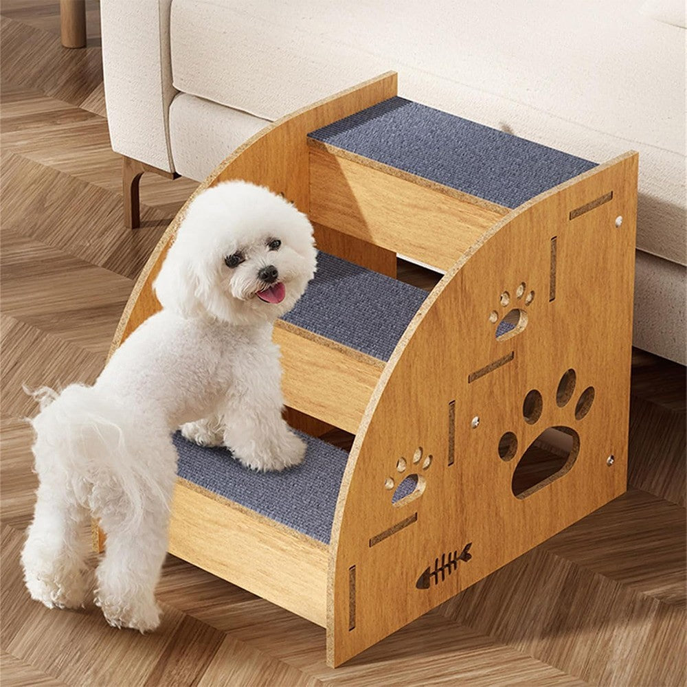 2/3 Steps Pet Ramp Wooden Dog Steps Stairs Cat Detachable Ladder For Bed Sofa UK
