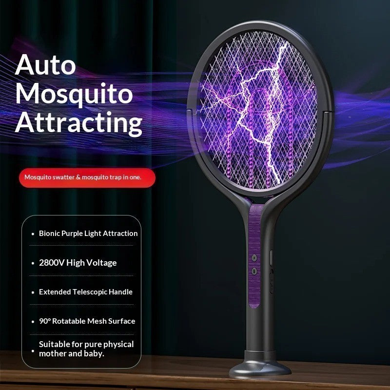 Electric Fly Swatter Bug Racket Rechargeable Bug Zapper - Telescopic Extension