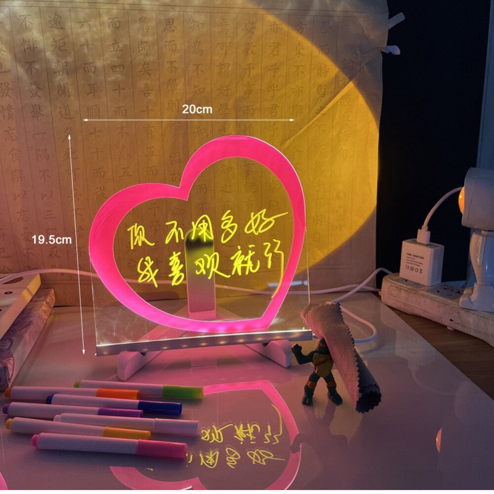 USB LED Night Light Acrylic Message Note Board Lamp Children Gifts Bedroom Decor