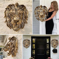 Luxury Gold Lion Head Wall Mount Sculpture Home Indoor Art Decor Ornament