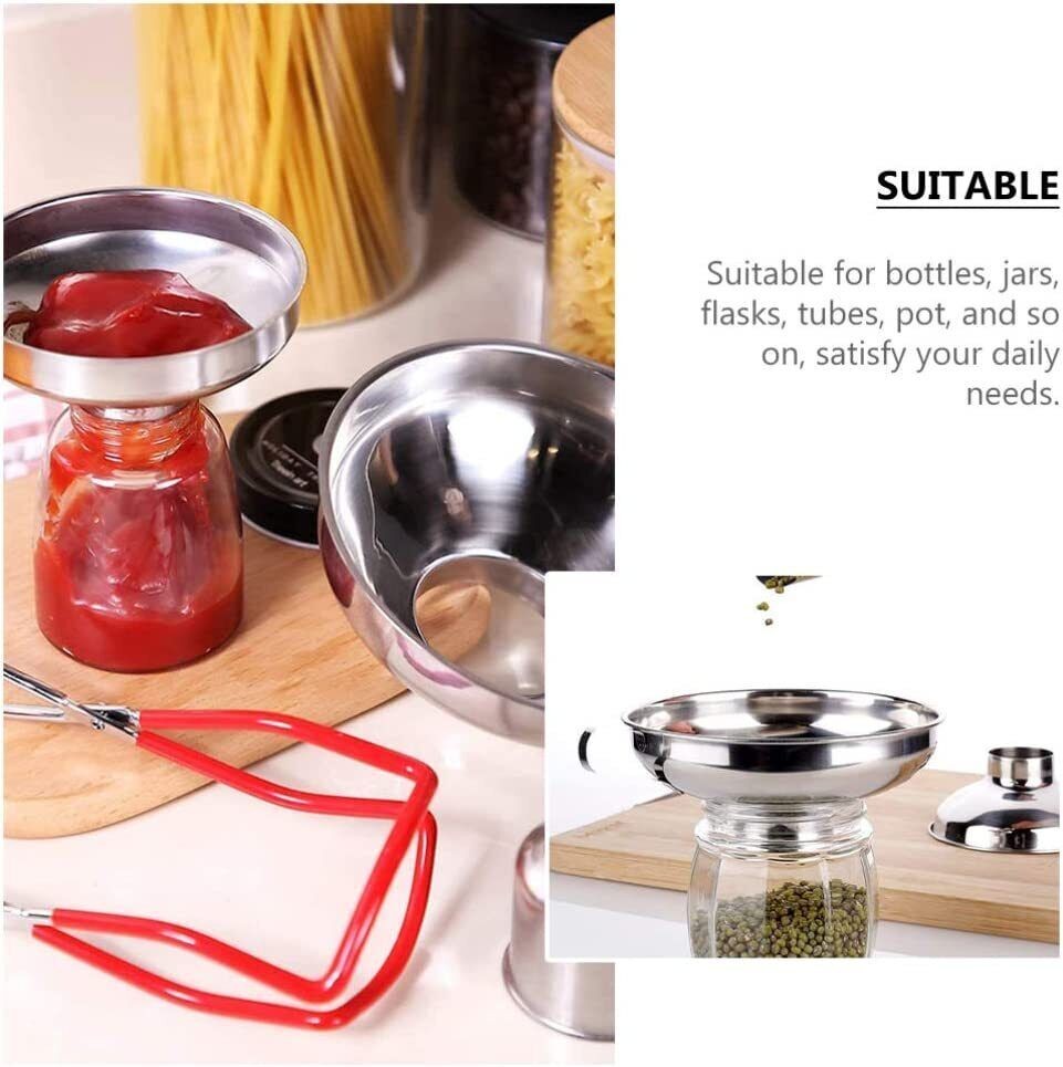 Stainless Steel Funnel Can Lifting Tongs Set Canning Hoppers Filter Jar Lifter