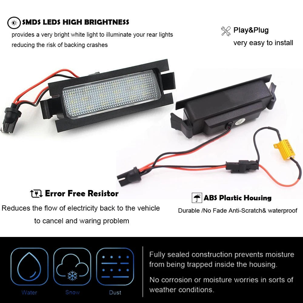 Pair LED License Number Plate Lamp Light For Hyundai I30 2011-17 Kia Ceed 12-17