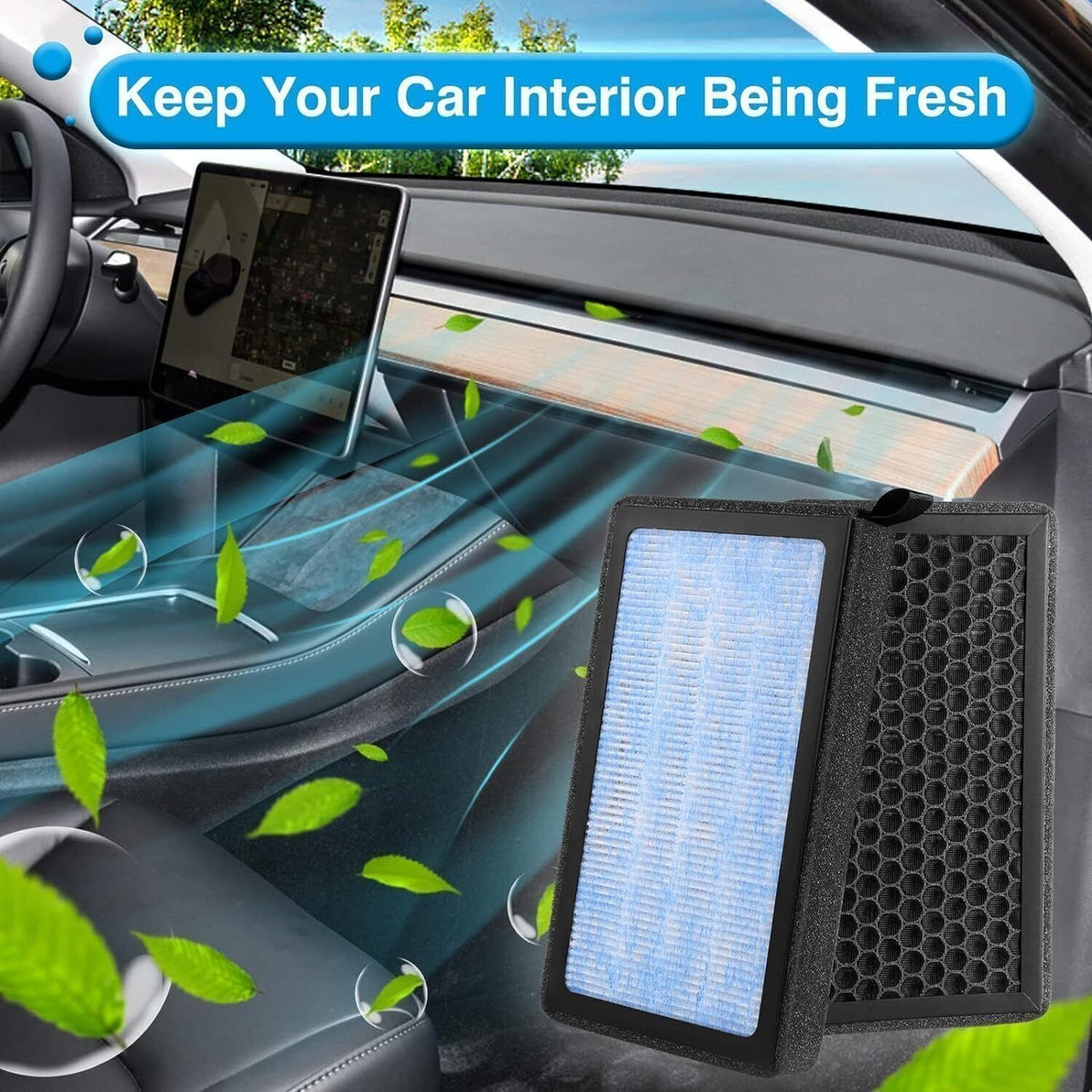 For Tesla Model 3Y Air Filter HEPA 2 Pack Activated with Carbon Cabin Air Filter