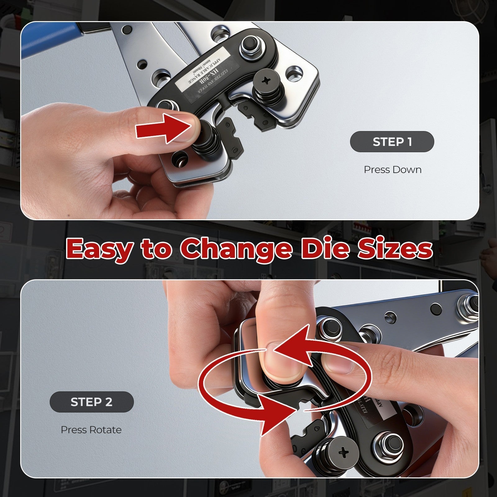 Heavy Duty Battery Cable Crimping Tool Wire Lugs Crimper Terminal Connectors Set