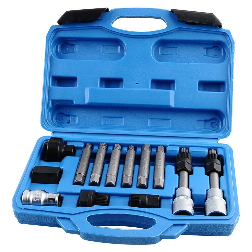New 13 Piece Alternator Free Wheel Pulley Removal Set Car Garage Tool Bit Kit