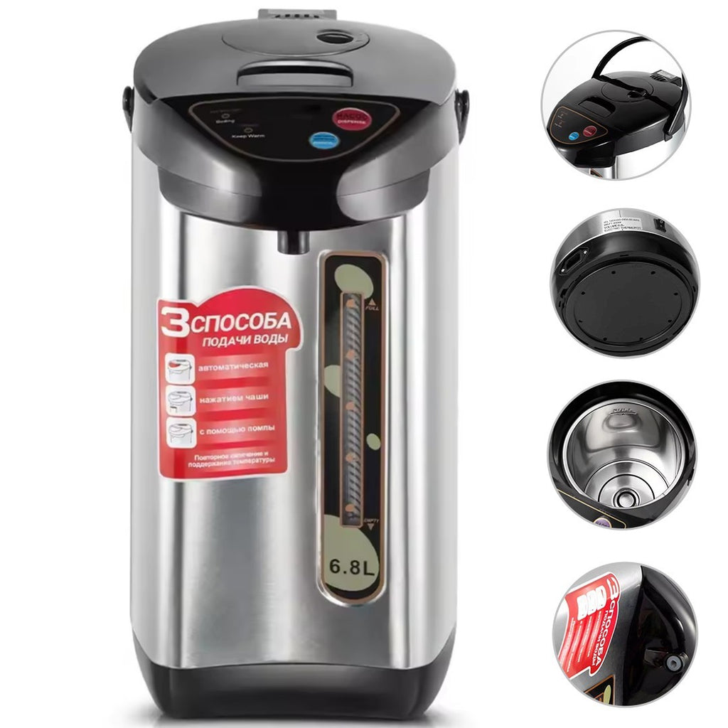 6.8L Hot Water Dispenser 304 Stainless Steel 3 Temp Settings Auto Shut-off LED