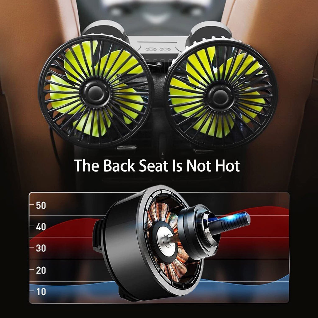 360° Rotatable Car Cooling Air Fan USB Dual Head Car Fan Portable Vehicle Fan