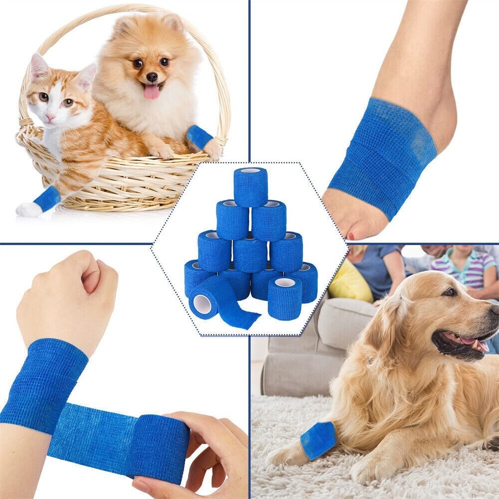 Pets Vet Wrap Self-Adhesive Elastic Cohesive Dog Bandage Injury Wrap Tape Wrist
