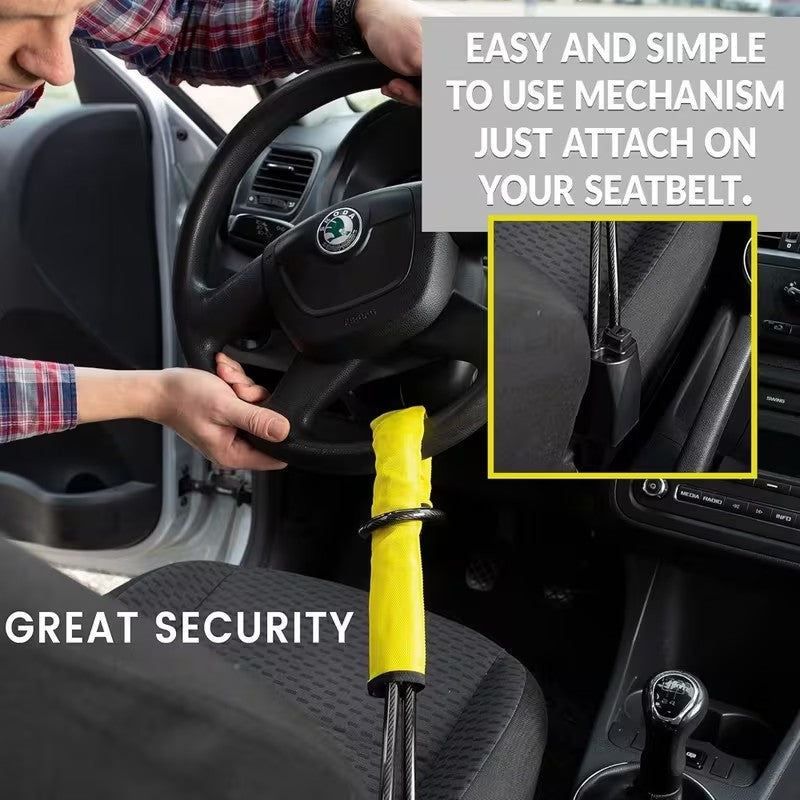 Seat Belt Lock Steering Wheel Lock Car Security Anti-Theft Device Accessory Keys