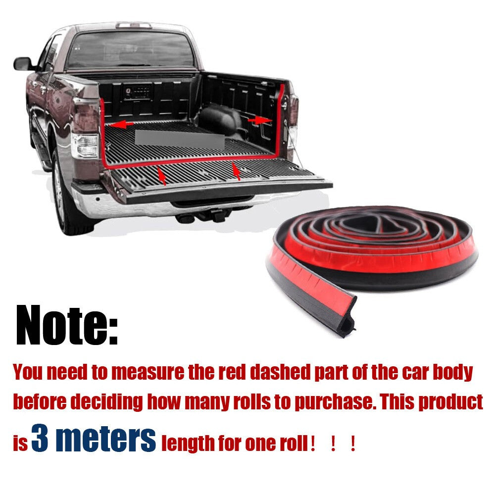 3Meter Universal Weather Stripping Pickup Truck Rubber Tailgate Seal Strip Parts