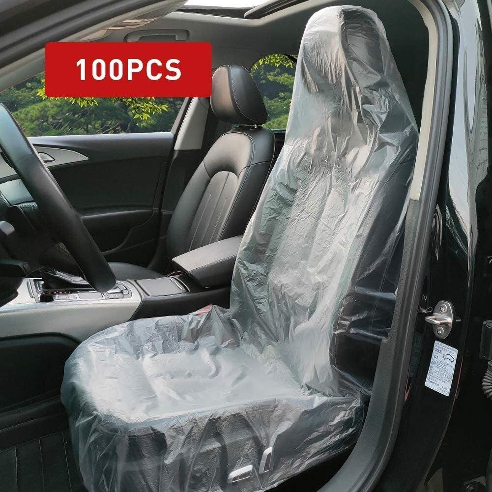 100pcs Disposable Plastic Car Seat Covers Vehicle Cover Valet Roll Protective UK