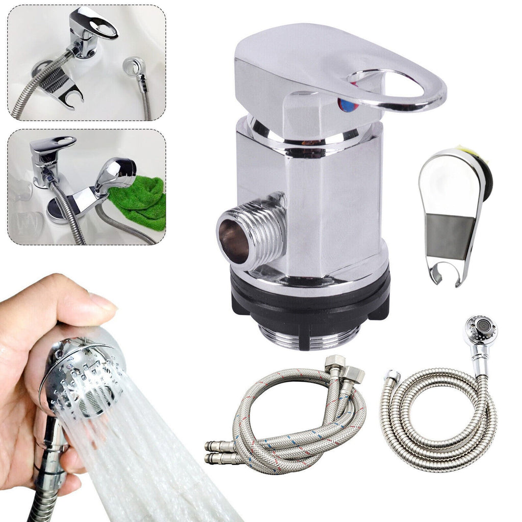 Motorhome Campervan Shower Mixer Tap Outlet 1/2" + 2x 800mm Hose + Shower Head