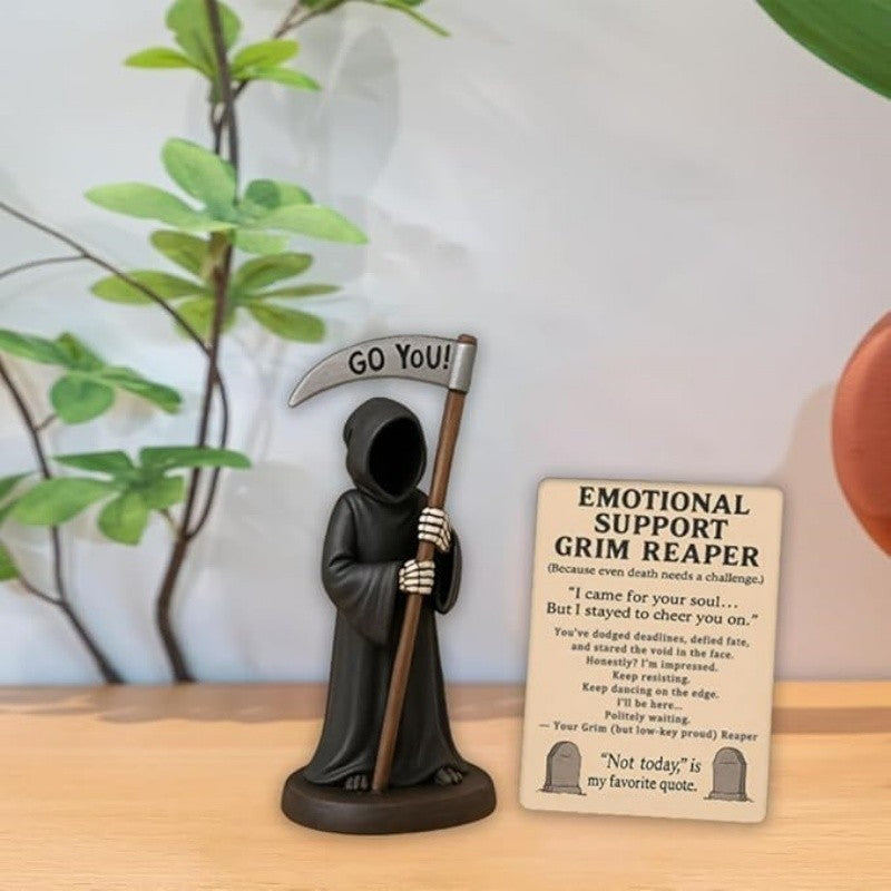 1pc Emotional Support Grim Reaper Figurine Spooky Resin Statue Home Office Decor