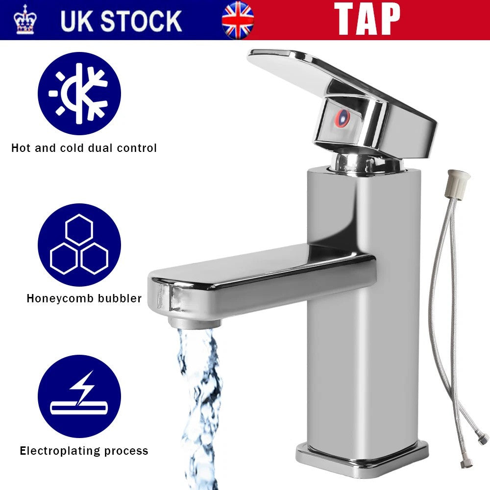 Bathroom Mixer Taps Basin Tap Chrome Wash Sink Mono Lever Modern High Quality UK