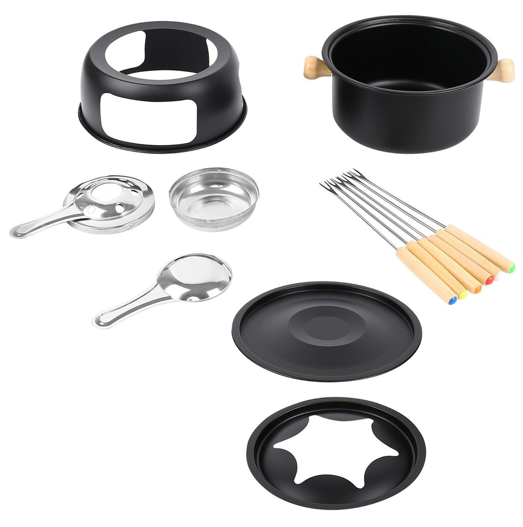 6 Person Chocolate Or Cheese Deluxe Fondue Set Melting Pot with 6 Forks