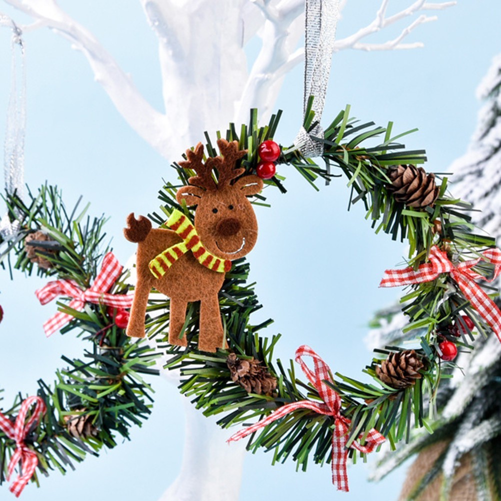 3 Pcs Christmas Hanging Pendant Garland Wreath Deer Snowman Santa Decoration