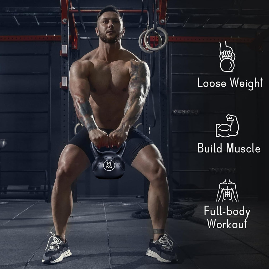 Kettlebell Set HDPE Coated Concrete Kettle Bell Weights Set Strength Training
