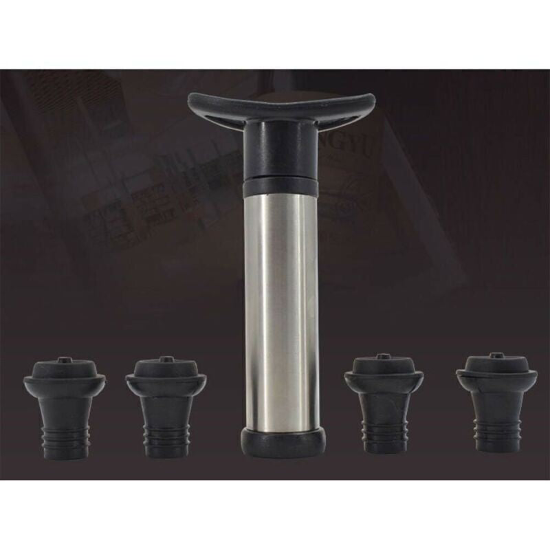 Vacu Vin Wine Saver Pump with 4 x Vacuum Sealer Bottle Stoppers Stainless Steel