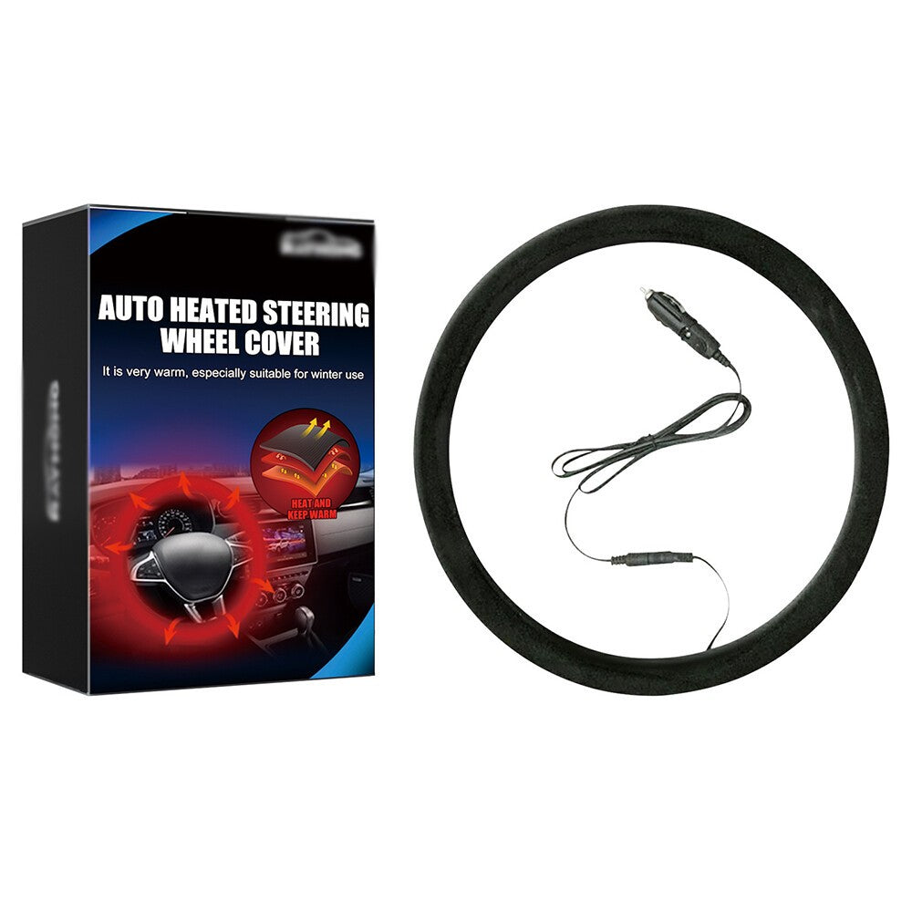 12V Universal Heated Car Steering Wheel Cover Protector Winter Hand Warmer 38 CM