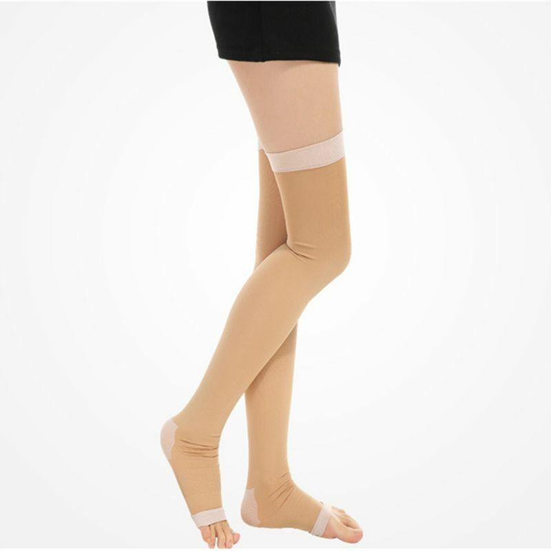 1 Pair Compression Stockings Support Varicose Veins Thigh High Open Toe Unisex