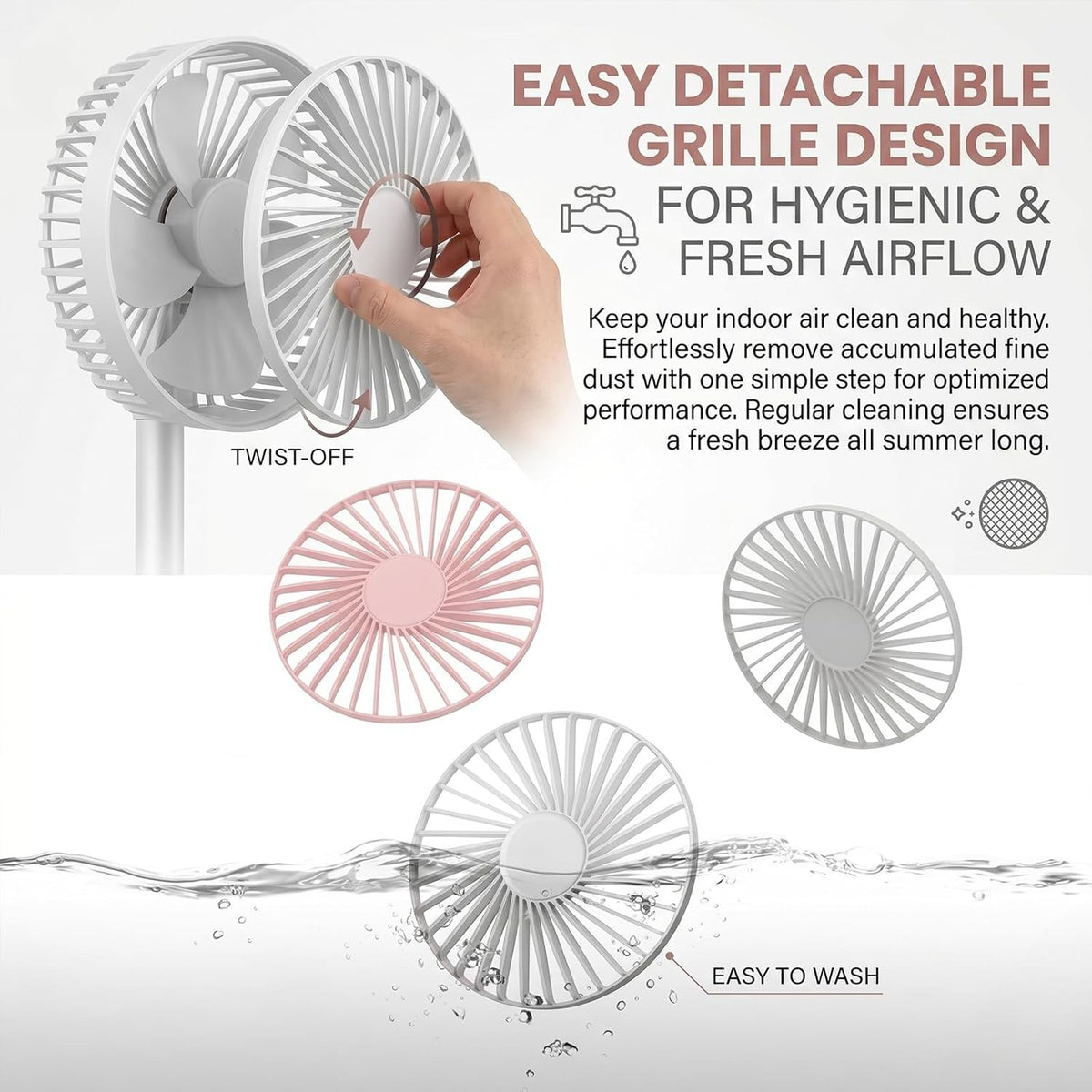 Cordless Fan, Portable Fan Rechargeable 7200mAh -Foldable Whisper Quiet