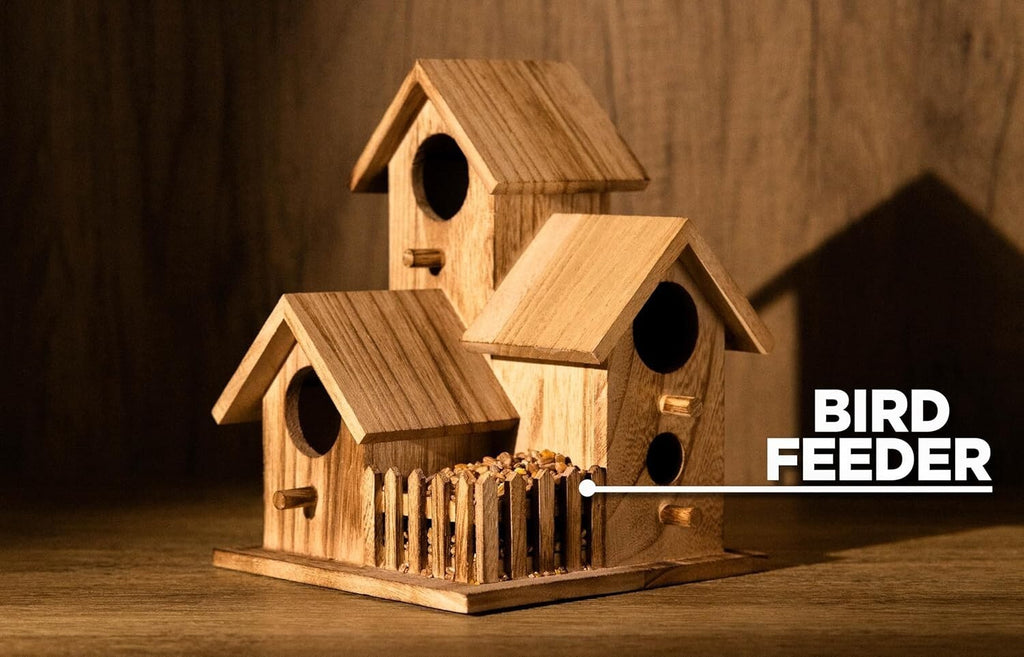 3 in 1 Wild Bird Nesting Box Hanging Wooden House Garden Decor