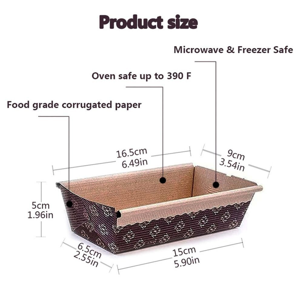 25Pcs Baking Rectangle Kraft Bread Tray Paper Loaf Pans Toast Box Cake Liner