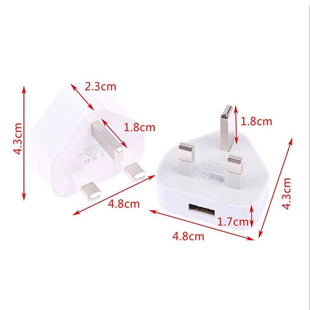 6 Pack UK USB Wall Charger 3 Pin Plug Mains Adapter For Phones, Tablets Power UK