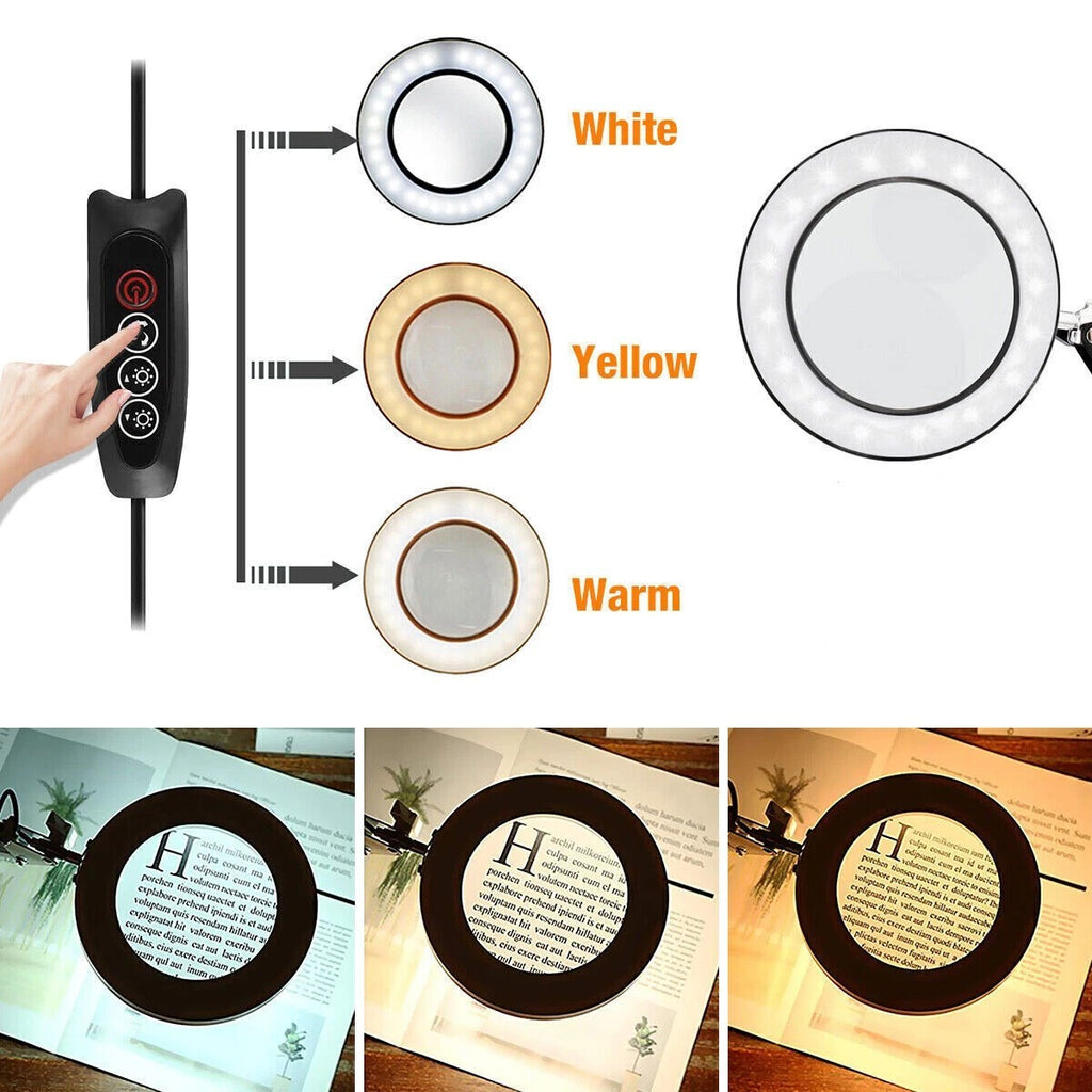 10X Magnifying Glass Lamp LED Light Magnifier Desk Table Task Craft Work Bench
