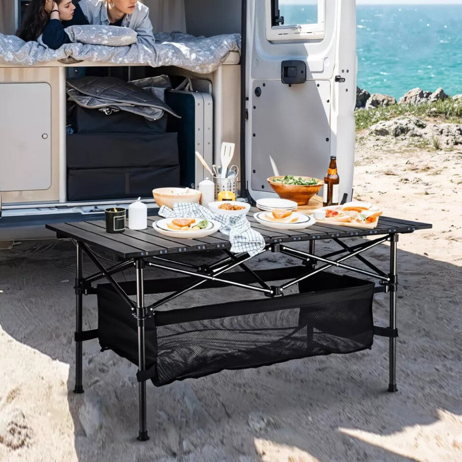 120CM Roll Up Camping Table Foldable Height Adjustable Outdoor Picnic Table