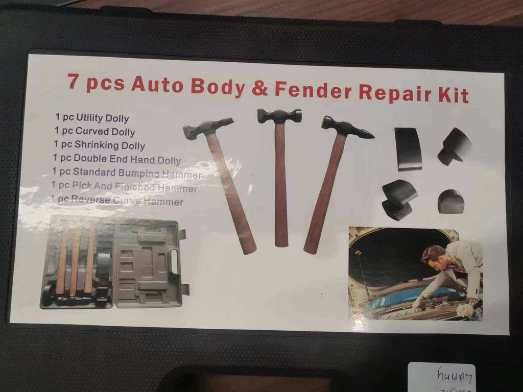 7Pcs Auto Body Repair Tool Kit, Craft Panel Beating Hammer and Dolly Set Hammer-