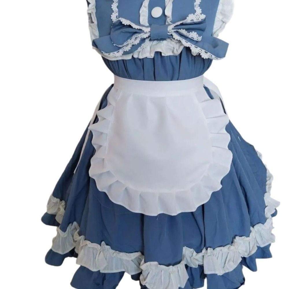 1Pcs Black White Maid Waitress Half Waist Apron Kitchen Party Catering