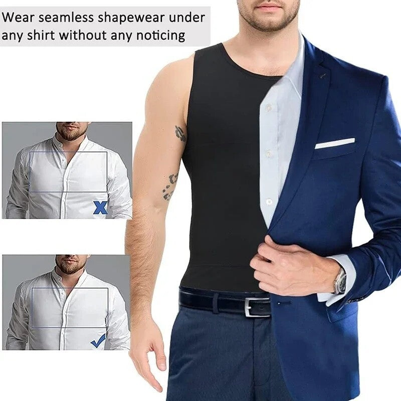 Men's Slimming Body Shaper Vest Gynecomastia Compression Shirt Tummy Control Top