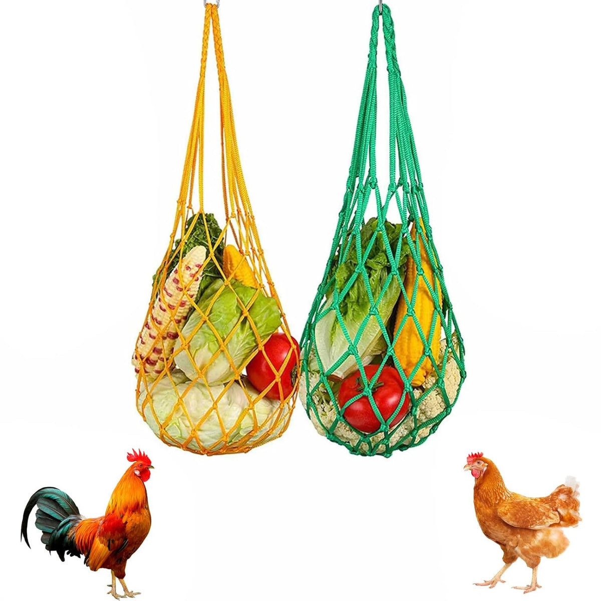 3PCS Chicken Vegetable String Bag Hanging Feeder String Bag With Hook