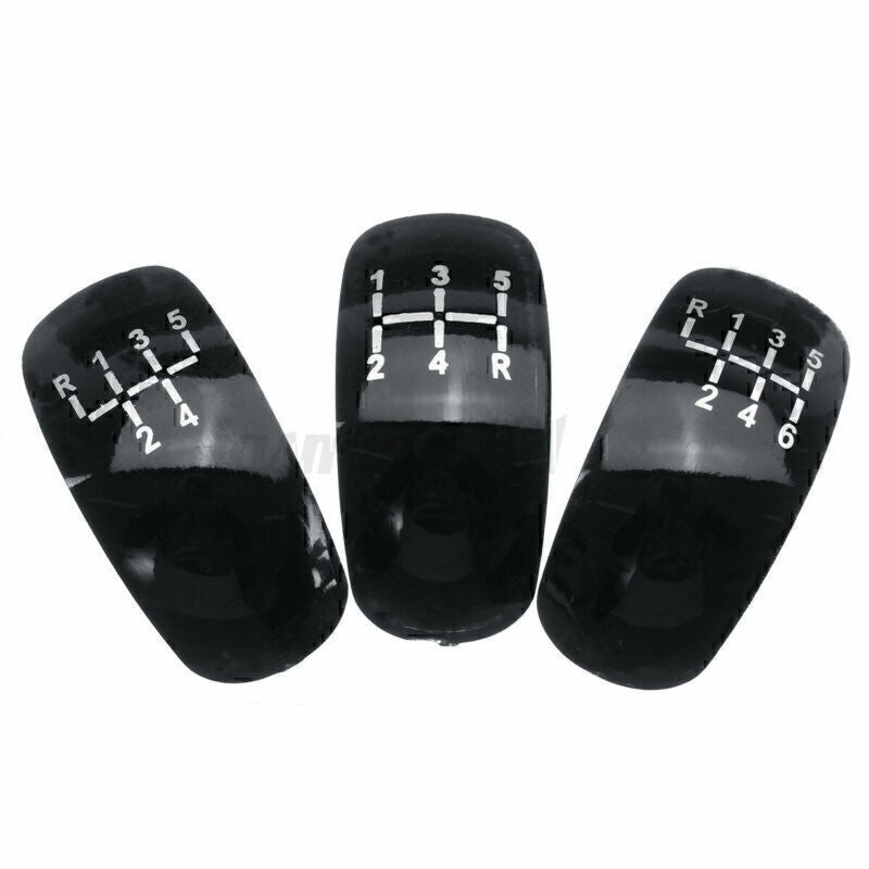 Manual Car Gear Shift Lever Shifter Stick Knob 5/6 Speed 3 Cap Black PU Leather