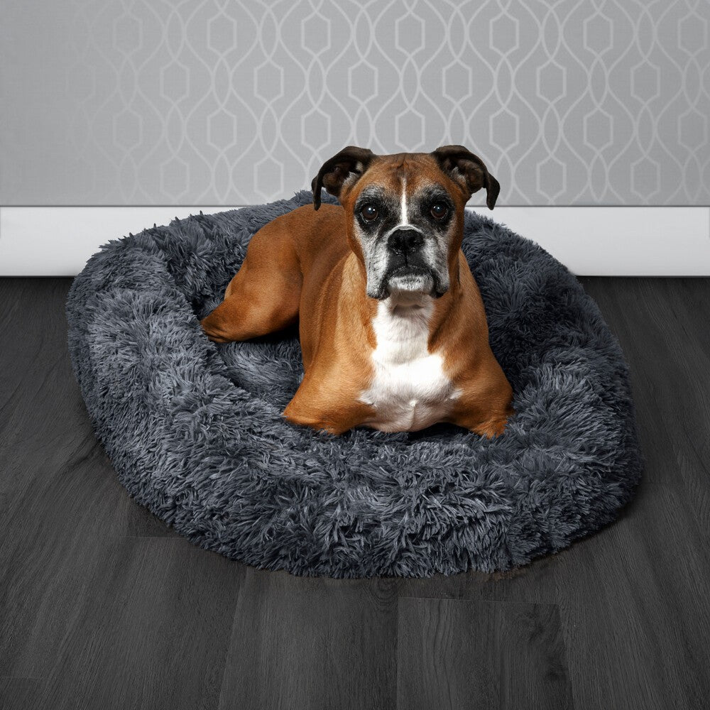 Dog Bed Donut Soft Large Plush Cat Beds For Calming Pet Anti Anxiety Washable