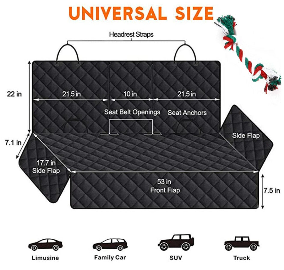 600D Car Rear Back Seat Cover Pet Dog Protector Mat Non-slip Waterproof Cushion