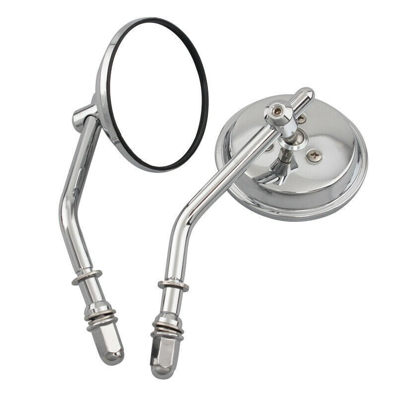 Chrome Motorcycle Motorbike Round Rear Wing Mirrors For Harley Sportster Bobber*