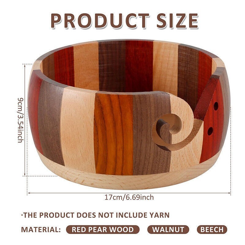 Wooden Yarn Bowl Hand Made Wool Storage For Knitting & Crochet Yarn Holder UK
