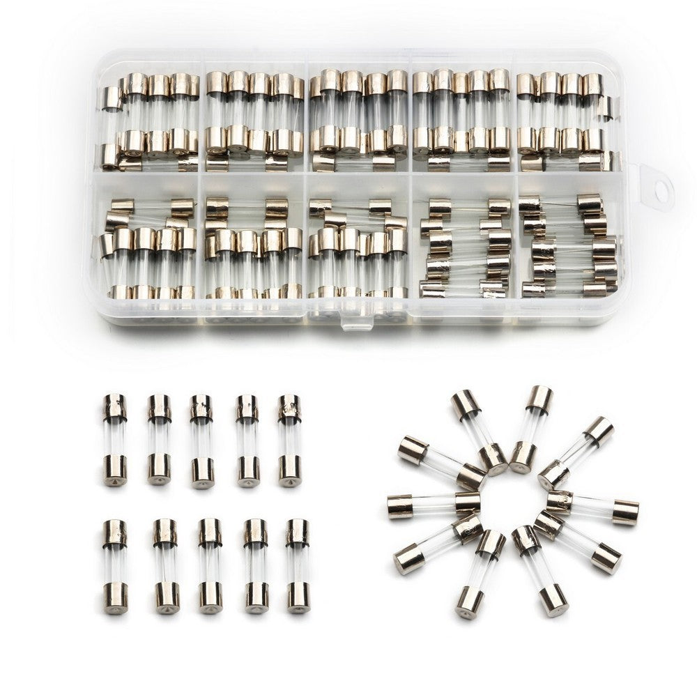 100Pcs 5x20mm Quick Blow Glass Tube Fuse Kit Fast Action Assorted Electronic