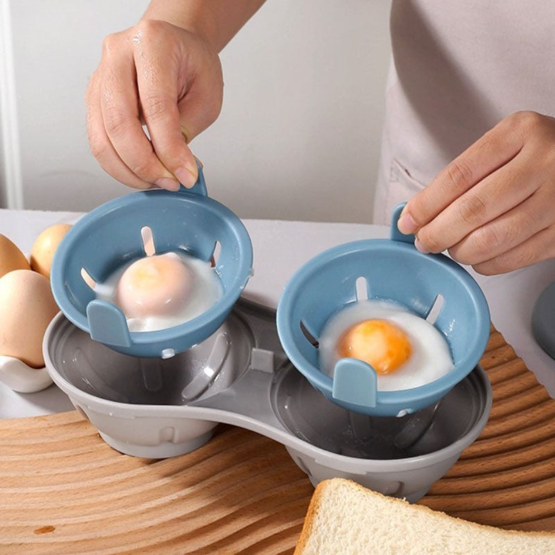 Microwave Cookware Cooker Egg Boiler Steamer Maker Poach Double Cup Eggs Poacher