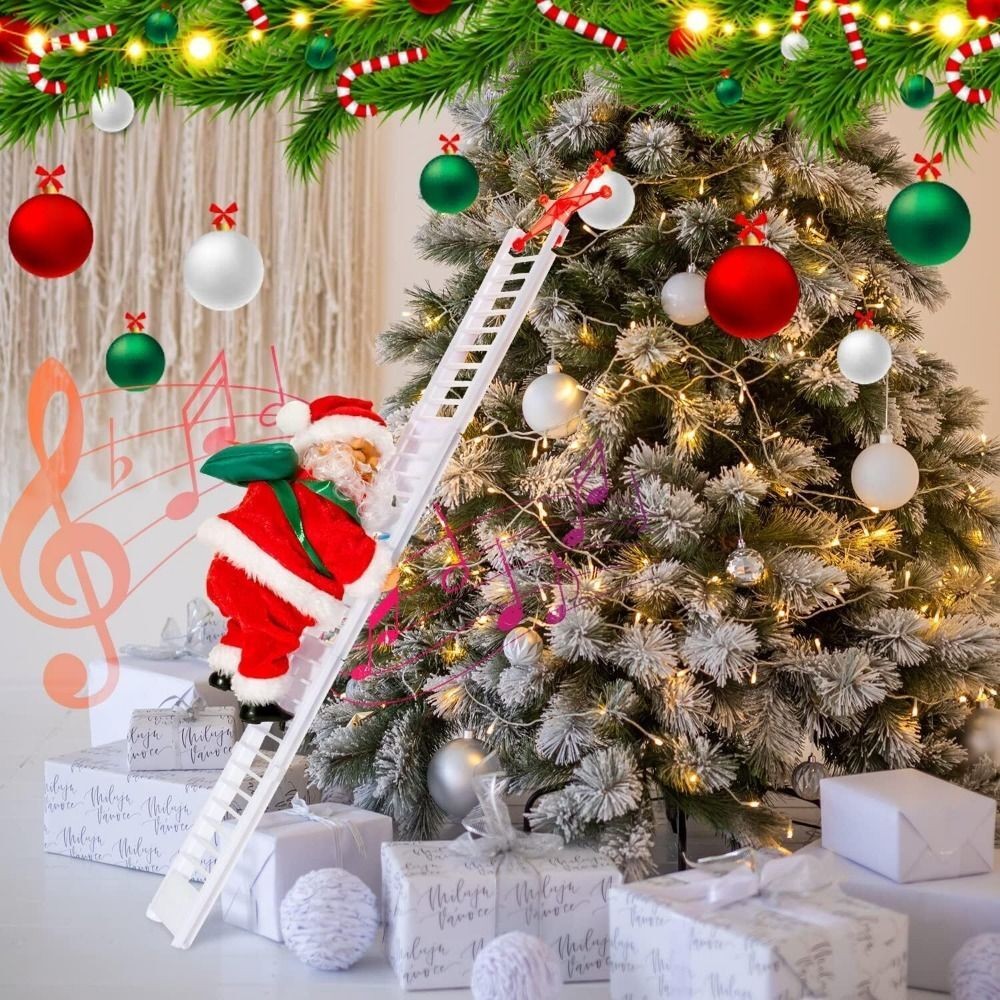 Christmas Electric Santa Claus Climbing Ladder Doll Music Xmas Music Decor Party