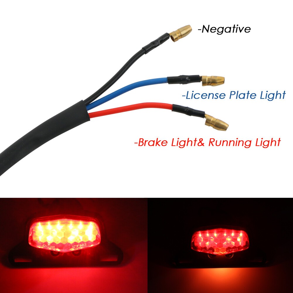Motorcycle Motorbike Tail Light LED Brake Rear Light License Plate Lamp 12V RED
