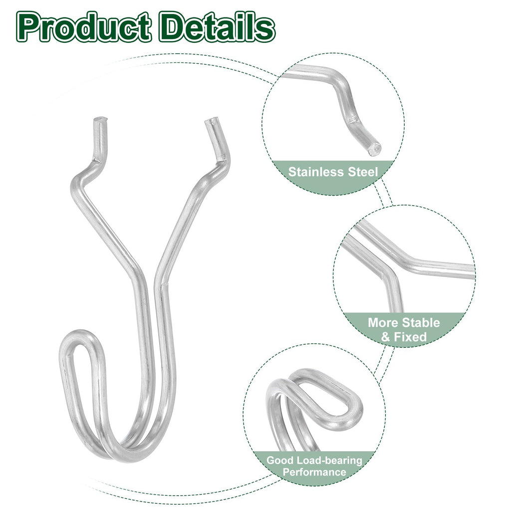 10Pcs Pegboard Hooks, 1-1.3 Inch Spacing Peg Board Display Hook, Silver