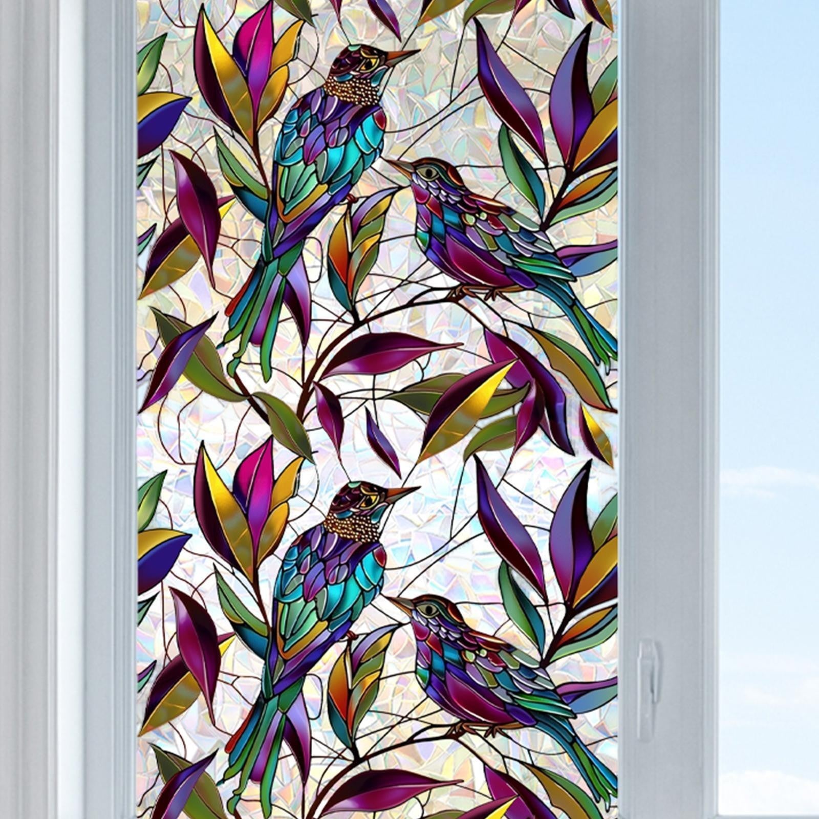 Stained Glass Window Film Creative Design Self Sticky Privacy Rainbow Decal